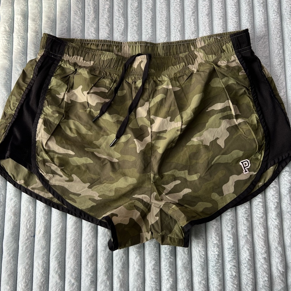 PINK Victoria's Secret Olive Camo Athletic Shorts